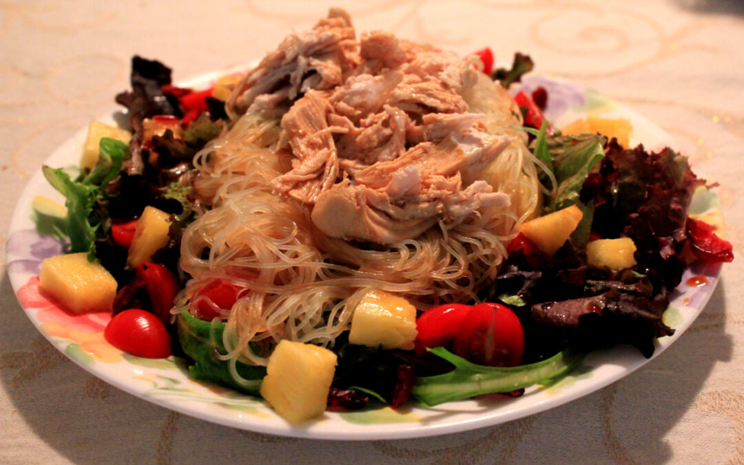 Best Asian Chicken Salad Recipe — With Rice Noodle, Dried Cranberries, and Fresh Pineapple