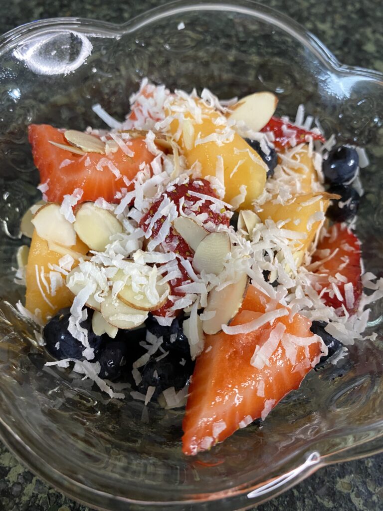 Fruit Salad with Honey and Lime close up.