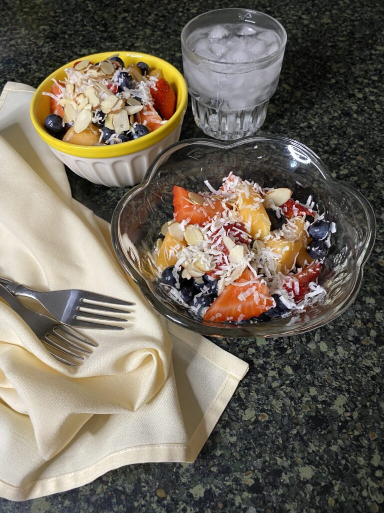 Fruit Salad with Honey and Lime perspective shot